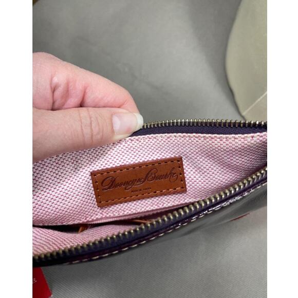 Dooney & Bourke Handbag Pouchette Purse Patent Leather Dark Plum Color PH49C NEW - Picture 11 of 14